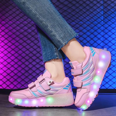 Kinderen Lichtgevende Schoenen USB Wegloopschoenen met Lichtjes Meisjes Rolschaatsen Buitensporten Onzichtbare Studentenschoenen met Wielen 40 blue