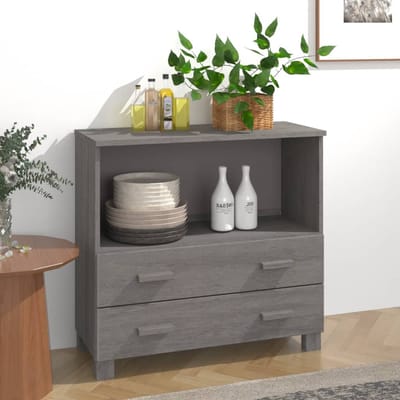 vidaXL - Dressoir - HAMAR - 85x35x80 - cm - massief - grenenhout - lichtgrijs