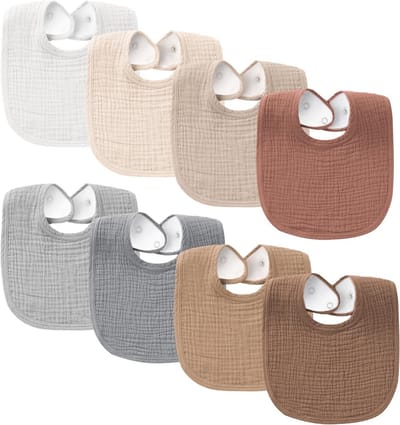 Baby Slabbetjes - Bandana Kwijl - Tandjes Baby - Zacht Absorberend - 8 Stuks - Effens Kleuren