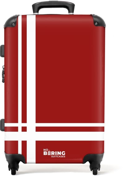 NoBoringSuitcases.com® - Koffer groot - Rolkoffer lichtgewicht - Rood met wit kruispatroon - Reiskoffer met 4 wielen - Grote reis trolley XL - Luggage suitcase - Hardcase reistrolley medium - 20 kg bagage