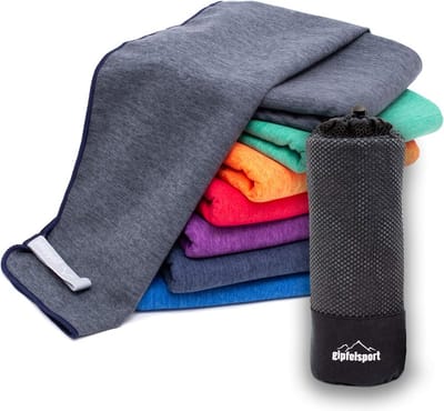 Microvezel Handdoek - Sporthanddoek Strandhanddoek - Reizen Kamperen Fitness - Zeer Compact Lichtgewicht - 140 x 70 cm - Grijs