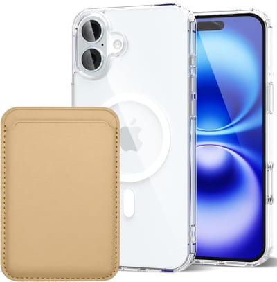 Shockproof Anti Shock Back Cover Hoesje Compatibel met MagSafe Geschikt voor: Apple iPhone 16 met Magnetische Pasjeshouder - Goud