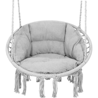 Springos Hangstoel | Binnen & Buiten | Belastbaar tot 150 kg | 120 x 79 cm | Grijs