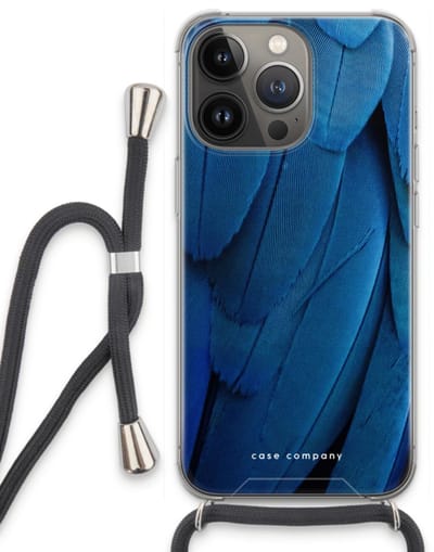Case Company® - Hoesje met koord geschikt voor iPhone 13 Pro hoesje met Koord - Pauw - Telefoonhoesje met Zwart Koord - Bescherming aan alle Kanten en Over de Schermrand
