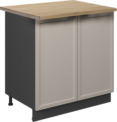 Vicco Keukenonderkast Fame-Line, GrijsBeige/Antraciet, 80 cm goudkleurig eiken werkblad