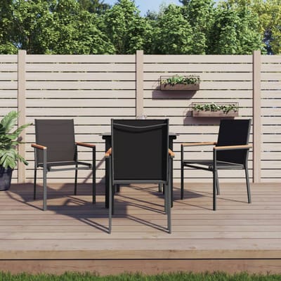 vidaXL - 5-delige - Tuinset - textileen - en - staal - zwart