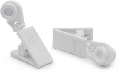 Kunststof Gordijn Clips Met Runner – Wit – Rolgordijn En Vouwgordijn Clips – Met Metalen Klem – Set Van 20 Stuks – Geschikt Voor Witte Gordijnen En Rails [11522]