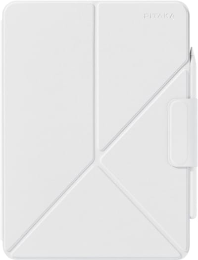 Pitaka MagEZ Folio hoesje 2 iPad Air 13 (M2-M4) – Eenvoudig schakelen tussen landschap- en portretmodus – Verborgen, ingebouwde penhouder – Automatische slaap/waak functie voor energiebesparing - Wit