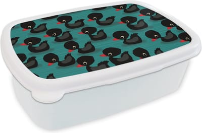 Broodtrommel Wit - Lunchbox - Brooddoos - Eend - Baby - Patronen - 18x12x6 cm - Volwassenen