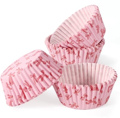 NTH products- Cupcakevormpjes 300st - Roze Strik - Papieren Bakvormpjes - Verjaardagsdecoraties - Bruiloft/Babyshower - Afmetingen 11 cm