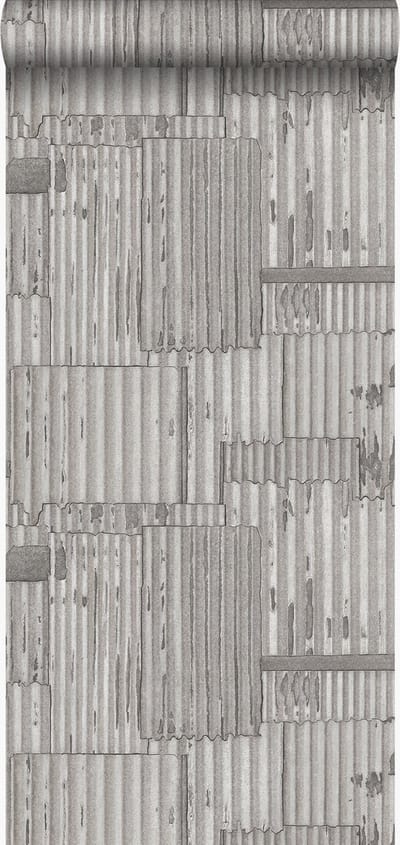 Origin Wallcoverings behang industriële golfplaten 3D lichtgrijs - 347615 - 53 cm x 10,05 m