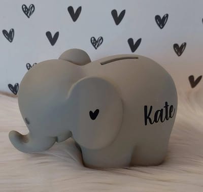 BamBam olifant spaarpot gepersonaliseer met naam,spaarpot met naam, gepersonaliseerde spaarpot, olifant spaarpot, kraamcadeau met naam, babycadeau, geboortecadeau, kinderkamer decoratie, spaarpot kind, cadeau baby 0-2 jaar