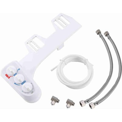 Bidet Chaud Froid Auto-Nettoyant Double Buse Accessoire de Toilette Jet Non Électrique Siège de Salle de Bain white