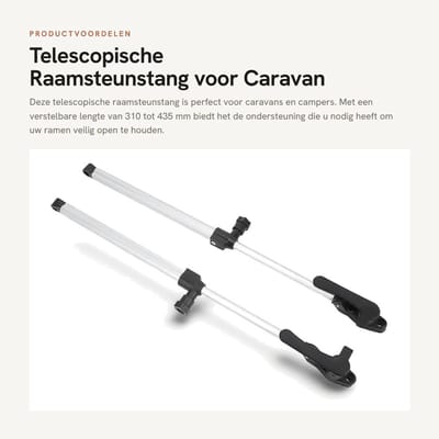 Dailygoods - Telescopische Raamsteunstang voor Caravan 310-435mm