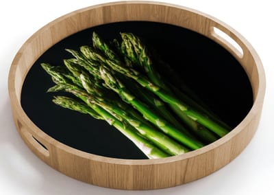 Dienblad rond 40x40 cm - Schootdienblad hout - Asperges - Felgroen - Borrelplank rechthoek - Plateau houten dienbladen