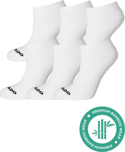 SQQUADD® Bamboe Sneakersokken - Dames en Heren - Unisex 6-pack - Maat 35-38 - Naadloos en Duurzaam - Tegen Zweetvoeten - Bamboo Sokken Sneaker - Wit
