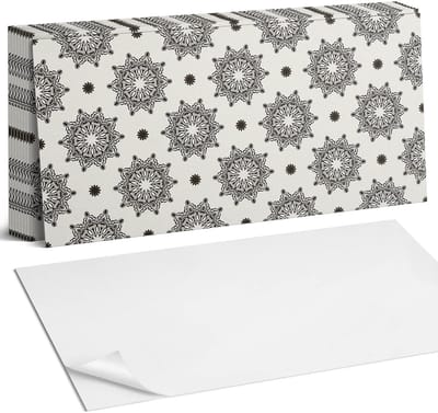 Coloray Plaktegels - Mandalapatroon in een raster Zelfklevende Wandtegels - 40 cm x 20 cm - Zwart Plaktegels - 10 stuks - Rechthoek PVC Tegels - Plaktegels Badkamer - Vloertegels Zelfklevend - Vinyltegels Vloer Zelfklevend - Portugese Tegels