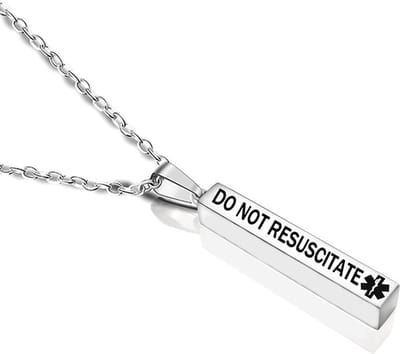*** GEEN reanimatie Ketting DNR - Bescherm jezelf met de Heble® - Noodpenning - SOS Ketting - RVS - Zilverkleurig ***