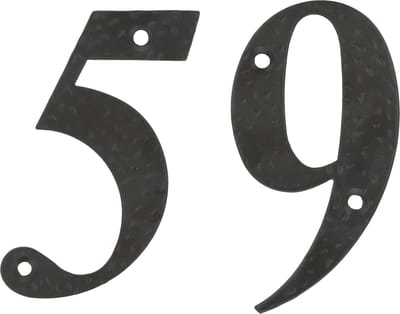 AMIG Huisnummer 59 - massief gesmeed staal - 10cm - incl. bijpassende schroeven - zwart