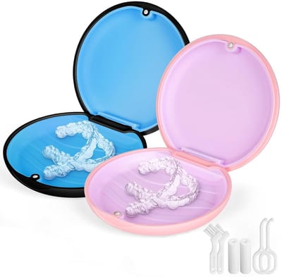 Tandenborstelhouder met Verwijdertool, 2 Stuks Klemdoos voor Aligners, Reinigingsborstel en Chewies voor Thuis en Reizen