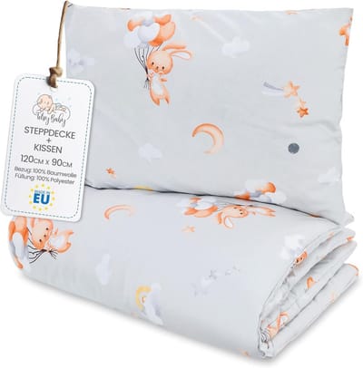 Kinder dekbed zonder hoes 90x120 cm - Katoenen baby deken en kussen set