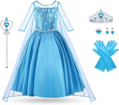Princess Costume, Princess Dress, Anna Meisjes Princess Dress met Prinse Accessoires, Meisjes Jurken, Prinsessenjurk voor Feest Kerstmis Carnaval Party Halloween Bruiloft