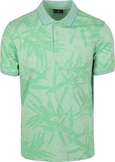 State of Art groene heren polo   Punt kraag   Regular fit   Bloemen patroon   Knoopsluiting   Korte mouw Groen M
