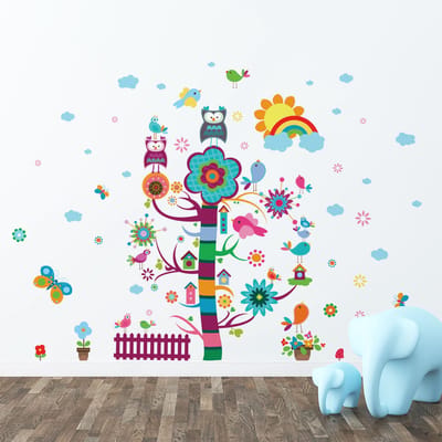 Muurstickers - KINDERMAGIEBOOM - transparante zelfklevende achtergrond - 120x150cm