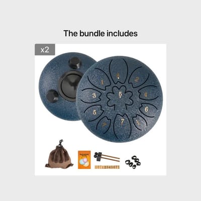 Nivard Handpan - Tongue Drum - Steel - Regen - Klankschaal - Marineblauw - 2pc