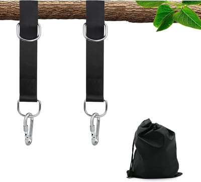 Swing Beugel voor Hangmat, 2 x 159 cm, Sterke Polyester Straps met Carabiners en Opbergtas voor Buitenspeelgoed en Hangstoelen