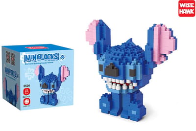 Mini Bouwstenen Blauw Monster Figuur – 307 Stukjes – Micro Bouwset met Grote Oren – Creatief Cadeau
