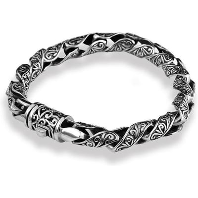 Puur zilver S925 Thaise zilveren armband Tang-dynastie bloem mannelijke mode sterling zilveren vintage sieraden (Hy25a ) 19cm gray