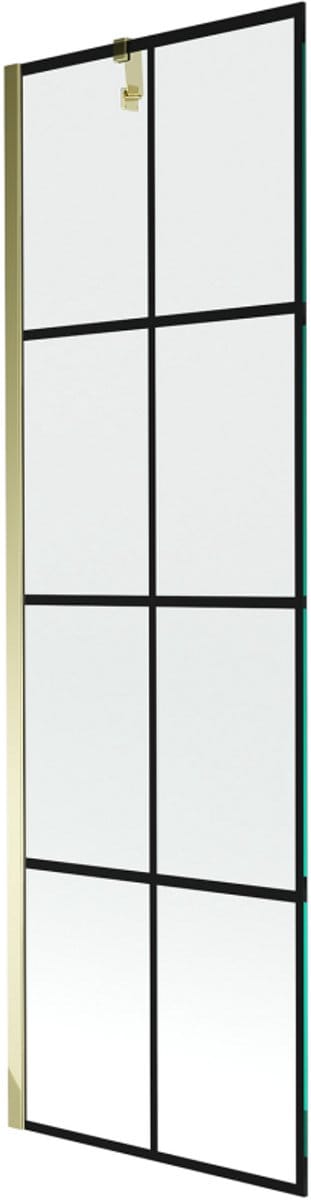 Mexen Next enkelvleugelig douchewand 60 x 150 , zwart raster, goud - 895-060-000-00-77-50
