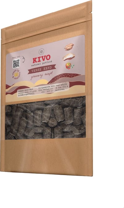 Kivo Petfood - PROEFZAKJE Hondenbrokken Verse Eend 300 gr - Koudgeperst - Graanvrij