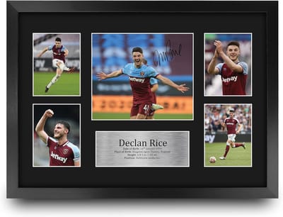 Voetbal Poster - Gedrukt Gesigneerd Afbeelding - Cadeau voor Fans - Replica Handtekening - A3 Ingelijst - Zwart