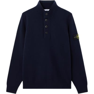 Stone Island Effen Kleur Halve Rits Opstaande Kraag Wol Gebreide Trui Unisex trui Donkerblauw K2S155100040S00A3-V0020 XL black