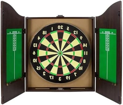 Dartbord met Kast - Dartspel Set - Indoor Spel - Zelfherstellend Varkenshaar - 45 cm Diameter - Walnoot Finish