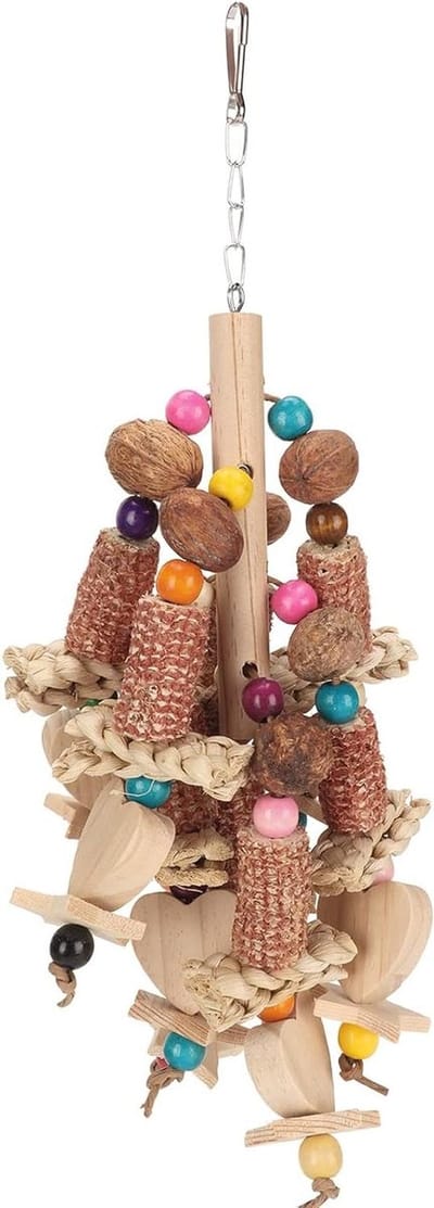 Vogel Kauwspeelgoed - Papegaaiensnack - Verveling Bestrijden - Natuurlijke Materialen - 43 cm - Multicolor