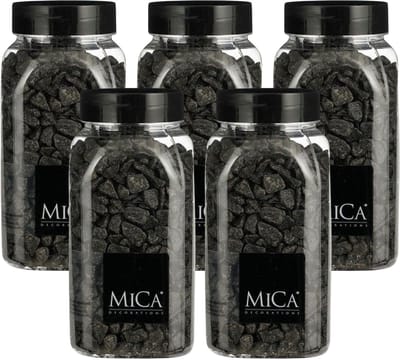 Mica Decorations decoratie steentjes - 5x - antraciet - 650ml - hobby steentjes - sier stenen