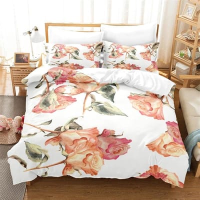 Roze Rozen Beddengoedset Dekbedovertrekset 3d Digitaal Printen Dekbedovertrek Queen King Size Voor Meisjes Slaapkamer Mode Design 70x133cm 2pcs