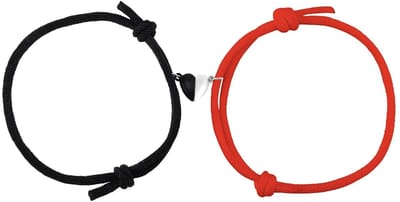 Dailygoods- Magnetische Armbanden Verstelbaar - 2 Stuks - Koppels - Liefdeshart - Gevlochten Touw - Hoogwaardige Legering - Koppel Armbanden