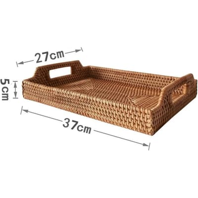Eco Vriendelijke Rotan Opbergbak Handgeweven Wicker Mand Brood Snack Voedselbord Fruit Taart Schotel Diner Serveerblad Thee Dienblad