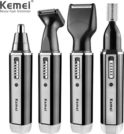 Kemei 4in1 Oplaadbare Baard Wenkbrauw Oor Neus trimmer | Neustrimmer | Oortrimmer | Wenkbrauw trimmer | Baardtrimmer | Multitrimmer oplaadbaar | Wenkbrauw ,Neus en oorhaar trimmer | Scheerapparaat mannen en vrouwen | Spatwaterdicht | Reistrimmer