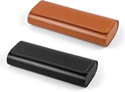 2 Stuks Hardcase Brillenkoker van Leer en Metaal met Magneetsluiting voor Zonnebrillen en Brillen in Vintage Stijl, Draagbare Etui voor Bescherming en Opslag