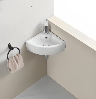 AquaVik Hoekfontein Hörn 44,5 x 32,5 x 13 cm Keramiek Snö Wit