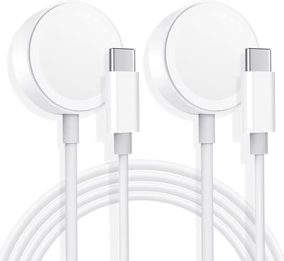 2x usb C kabel geschikt voor Apple Watch - Oplader geschikt voor Apple Watch Ultra 3, Ultra 2, Ultra, Series 11, 10, 9, 8, 7, SE 3, SE 2 - 1 meter - 2 stuks - Usb C - Magnetisch