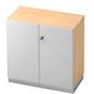 Archiefkast, 2 ordnerhoogten, B 800 x D 420 mm, esdoornpatroon/zilver