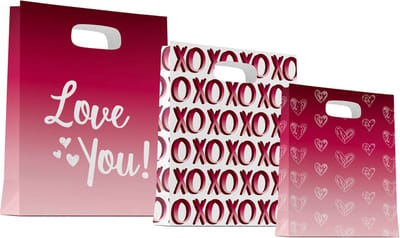 Folat - Cadeautasjes - Ombre Love - 3 stuks - Valentijnsdag versiering - Valentijnsdag cadeau - valentijnsdag