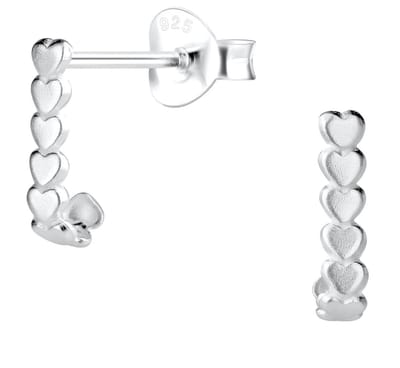 Joy|S - Zilveren mini hartjes oorbellen - 3 x 10 mm - 8 hartjes op een rij