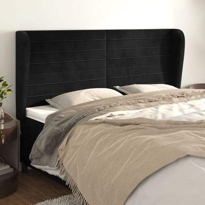 vidaXL - Hoofdbord - met - randen - 163x23x118/128 - cm - fluweel - zwart